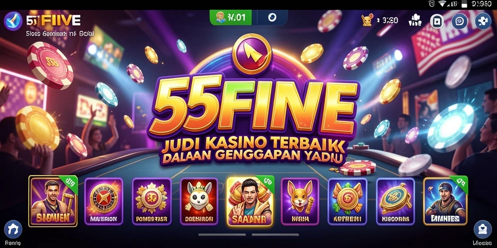 Screenshot permainan Kasino 55FIVE menampilkan grafis menarik dan gameplay seru.