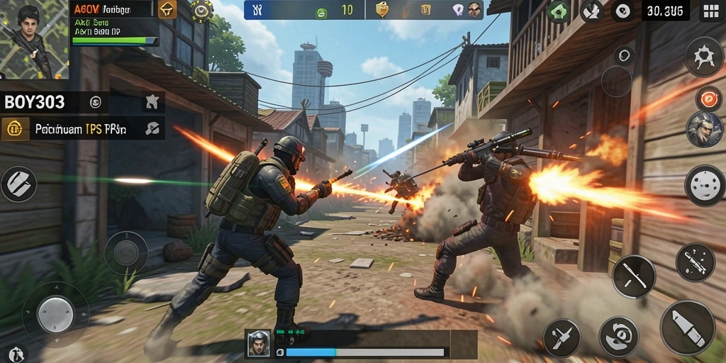 Gameplay BOY303 yang menegangkan dalam pertarungan TPS.