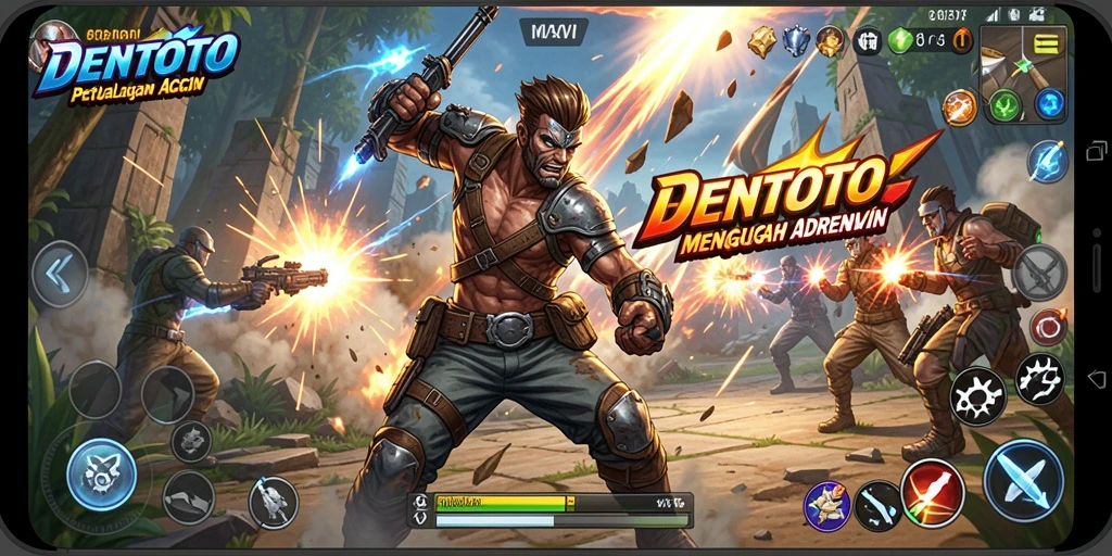 Tampilan gameplay seru DENTOTO dengan aksi mendebarkan.