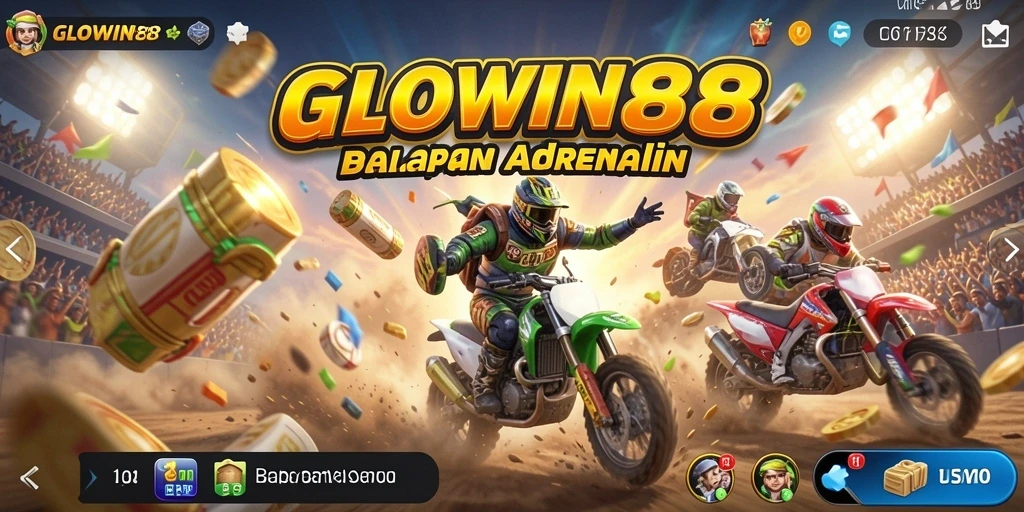 Tampilan gameplay GLOWIN88 menampilkan balapan seru yang mendebarkan.
