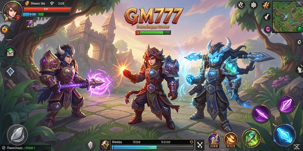 Tampilan dinamis gameplay GM777 dengan pertarungan seru dan grafis menawan.