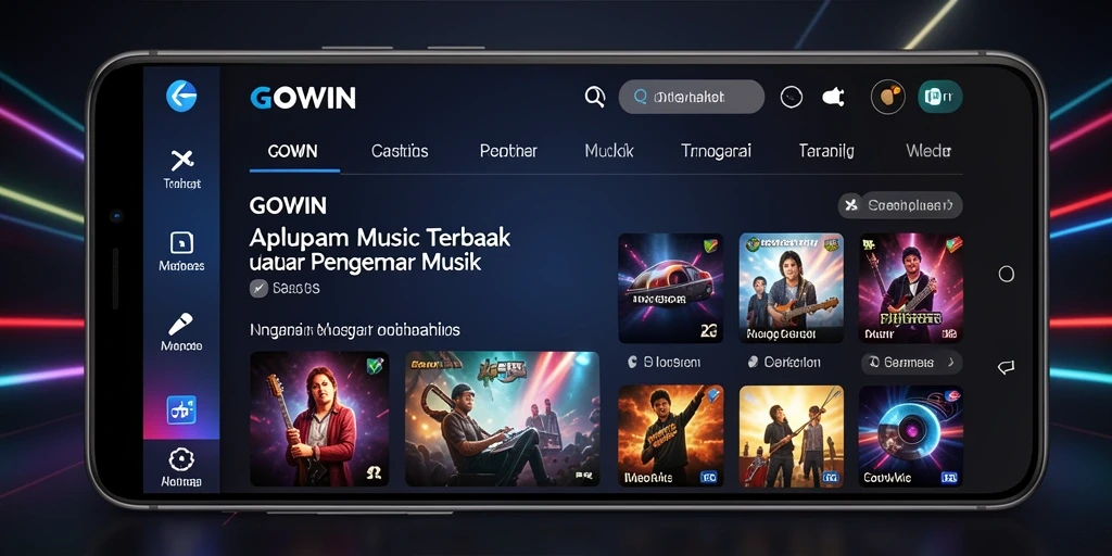 Tampilan utama gameplay GOWIN dengan interaksi musik yang menarik.