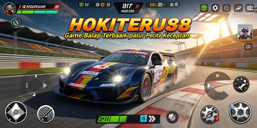 Tampilan gameplay HOKITERUS88 menampilkan momen balapan yang mendebarkan.