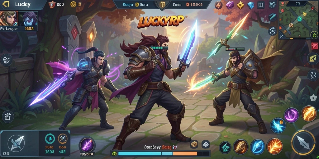 Tampilan aksi seru dalam gameplay MOBA LUCKYRP.